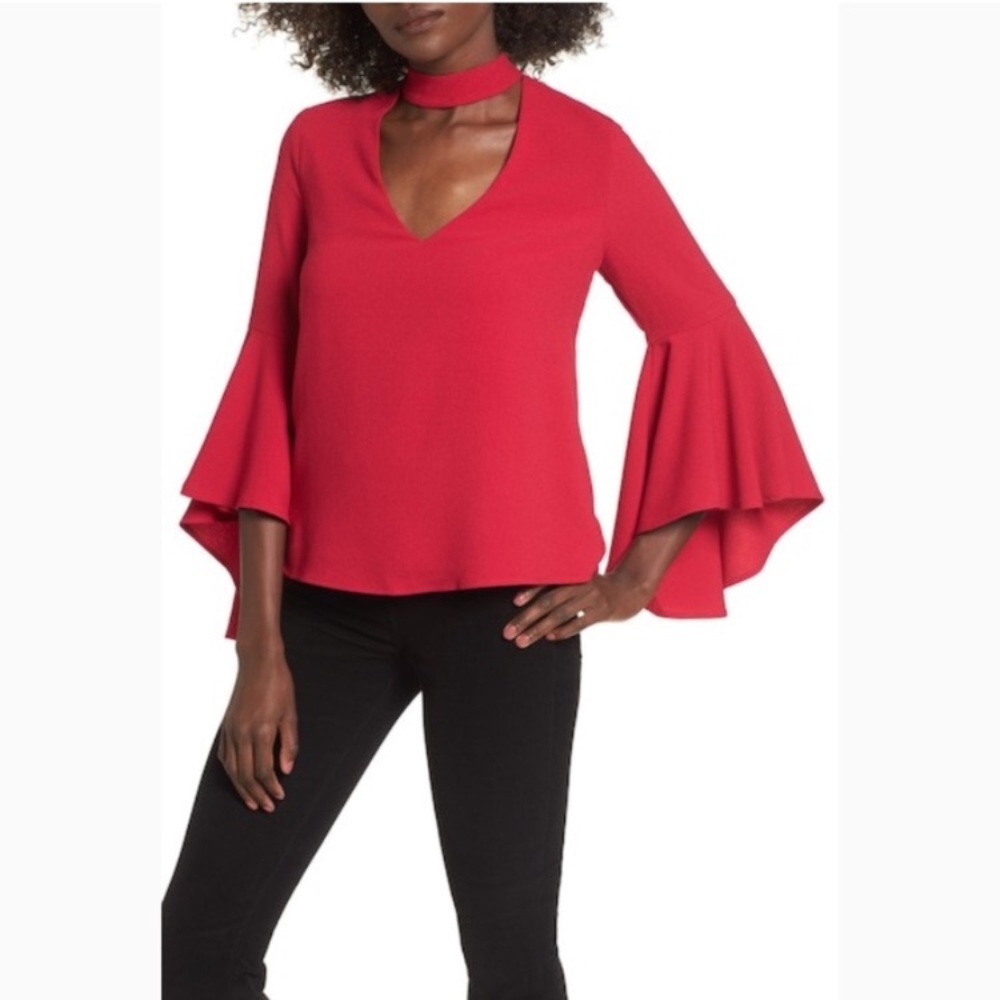WAYF bell sleeve choker top